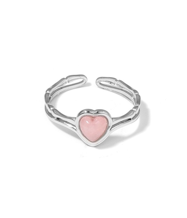 Anillo plateado de corazón con piedra