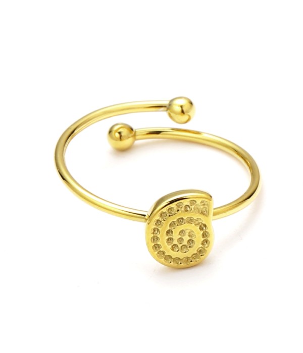 Anillo abierto dorado de concha con circonitas