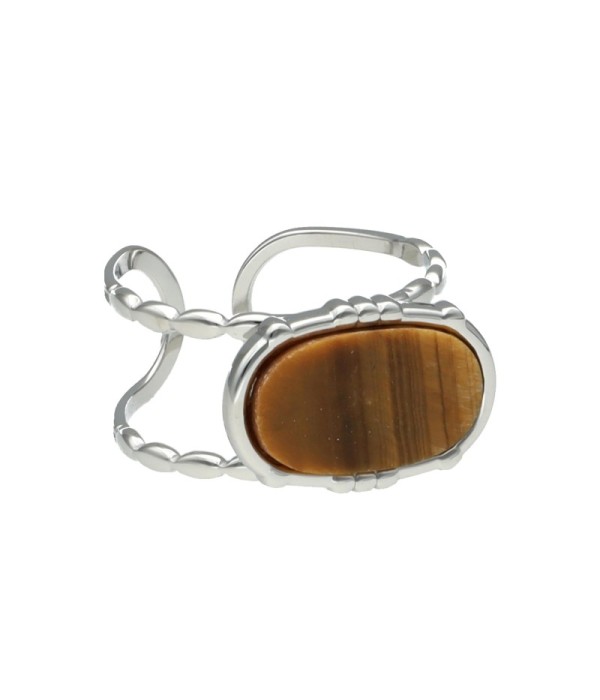 Anillo plateado con piedra ovalada