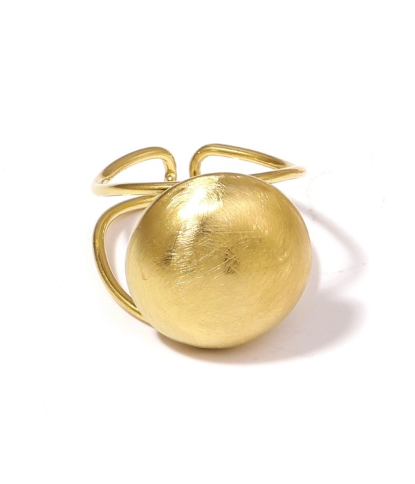 Anillo dorado abierto con esfera tridimensional