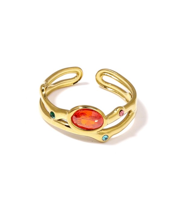 Anillo dorado con circonitas