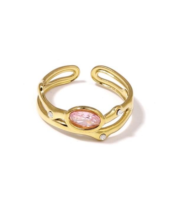 Anillo dorado con circonitas