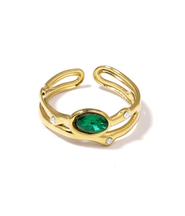 Anillo dorado con circonitas