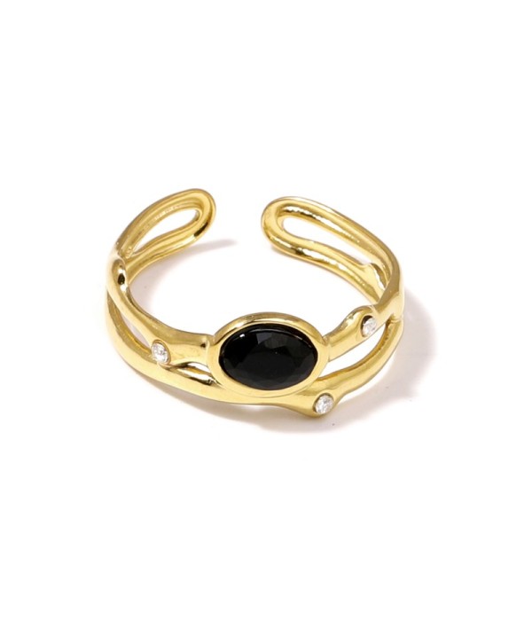 Anillo dorado con circonitas
