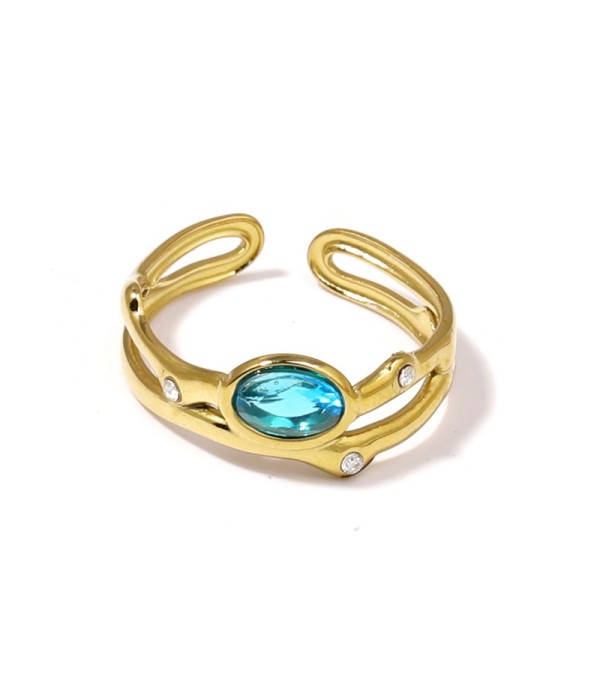 Anillo dorado con circonitas