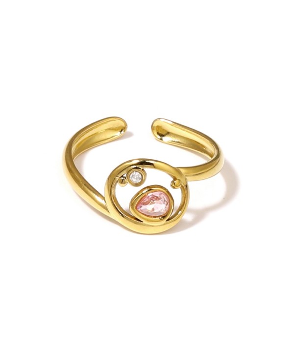 Anillo dorado con circonitas