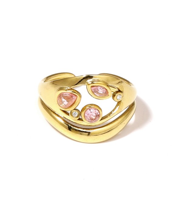 Anillo dorado con circonitas