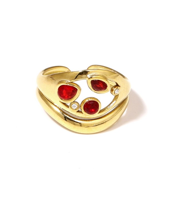Anillo dorado con circonitas
