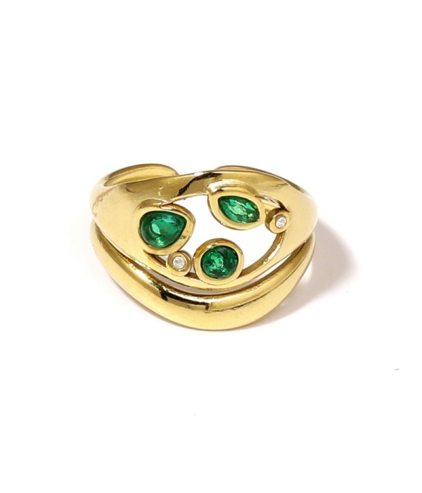 Anillo dorado con circonitas