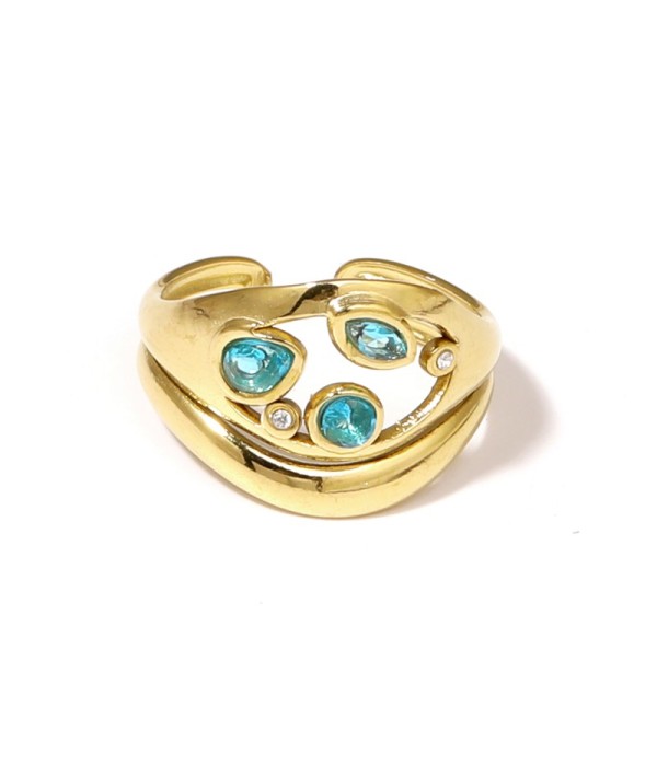 Anillo dorado con circonitas