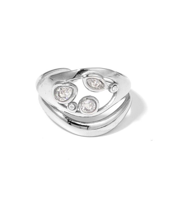 Anillo abierto con circonitas