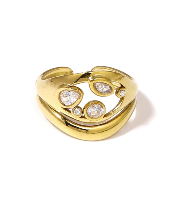 Anillo abierto con circonitas