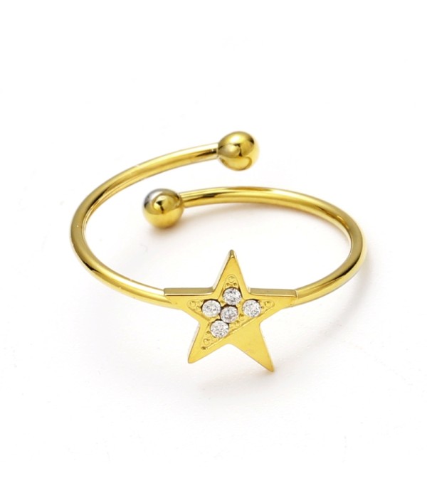 Anillo abierto de estrella con circonitas