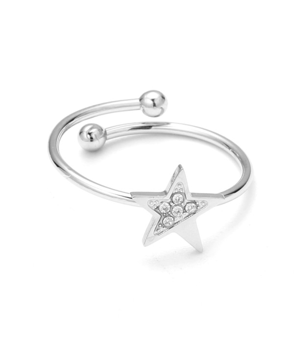 Anillo abierto de estrella con circonitas