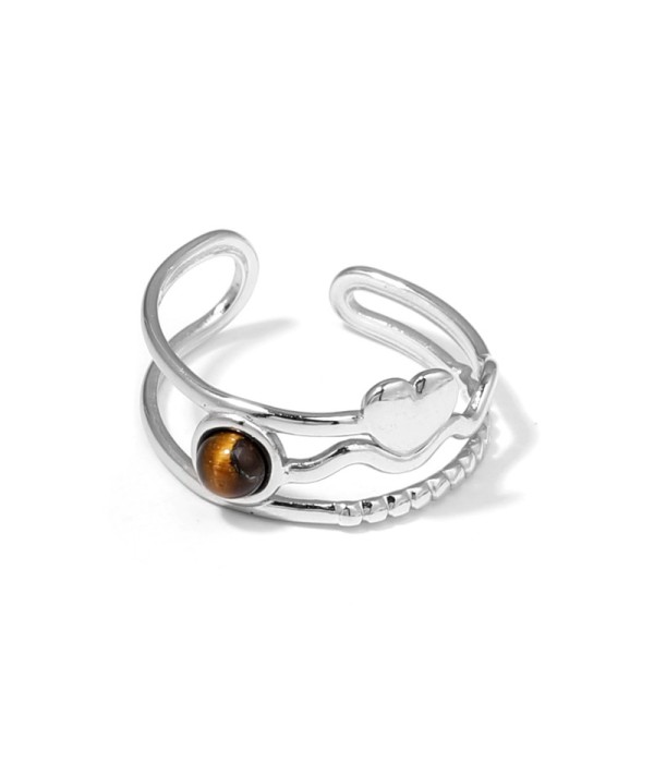 Anillo plateado con corazón y piedra