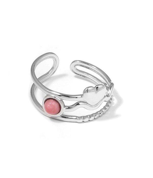 Anillo plateado con corazón y piedra