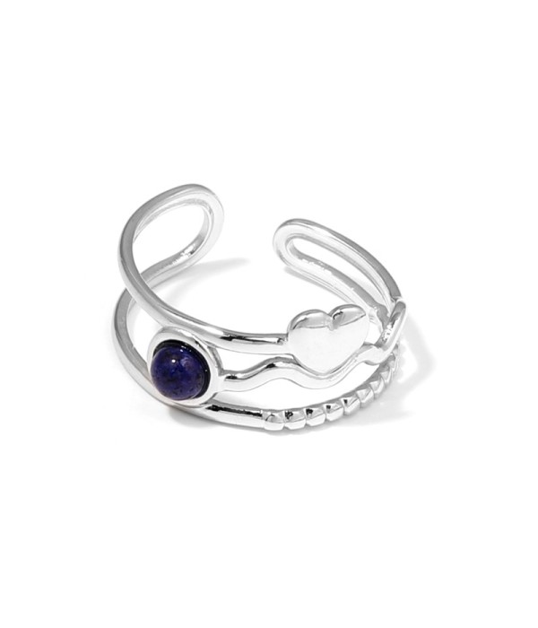 Anillo plateado con corazón y piedra