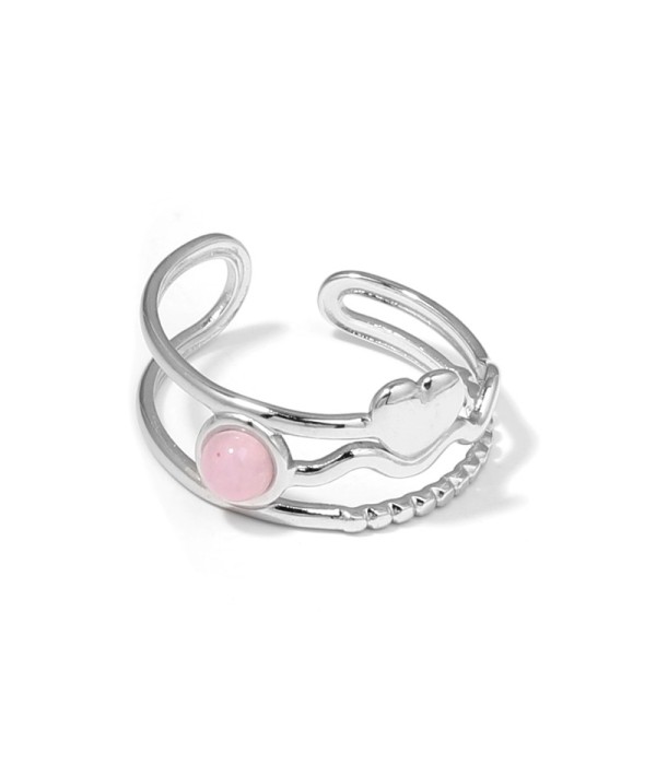 Anillo plateado con corazón y piedra