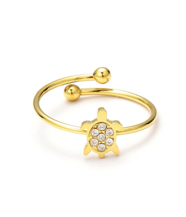 Anillo abierto de tortuga con circonitas
