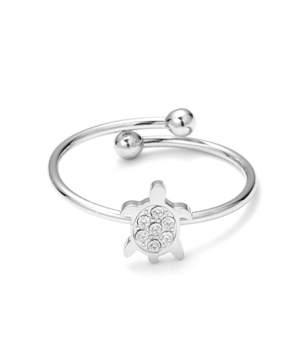 Anillo abierto de tortuga con circonitas