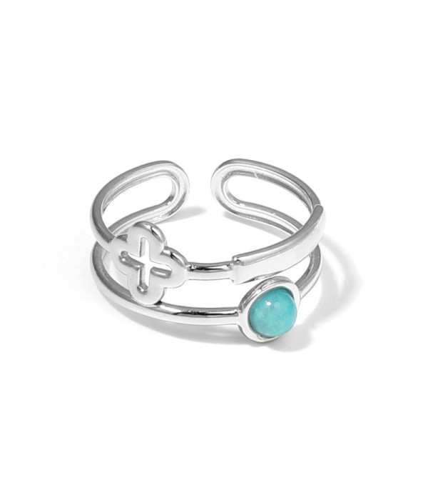 Anillo plateado con trébol de cuatro hojas...