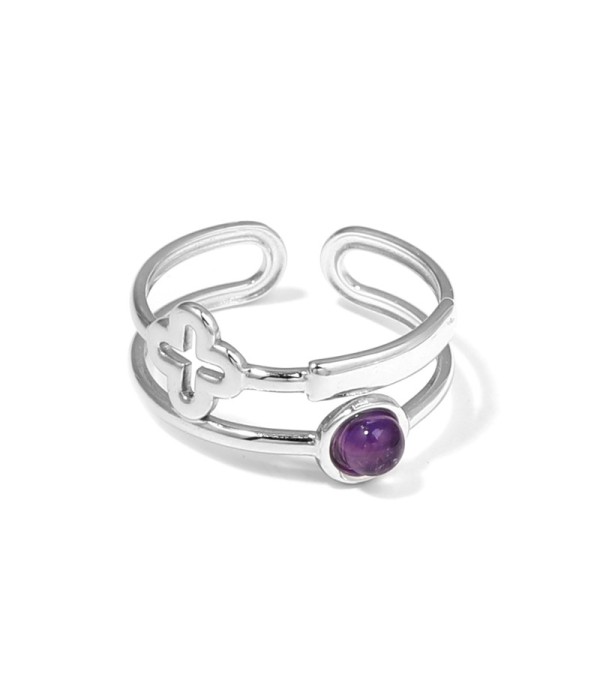 Anillo plateado con trébol de cuatro hojas...