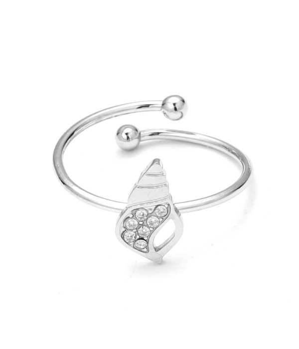 Anillo abierto de concha con circonitas