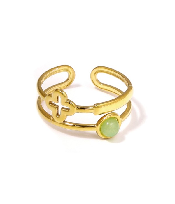 Anillo dorado con trébol de cuatro hojas calado...