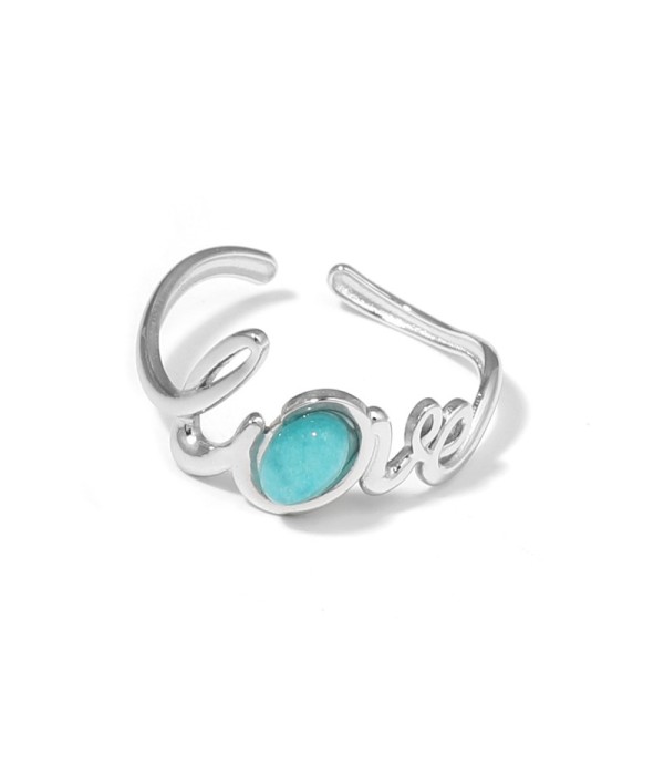 Anillo plateado con la palabra Love y piedra