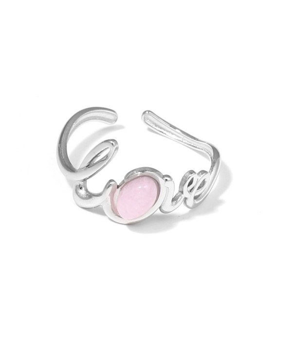 Anillo plateado con la palabra Love y piedra