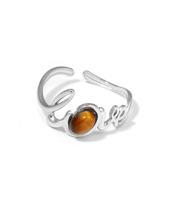 Anillo plateado con la palabra Love y piedra