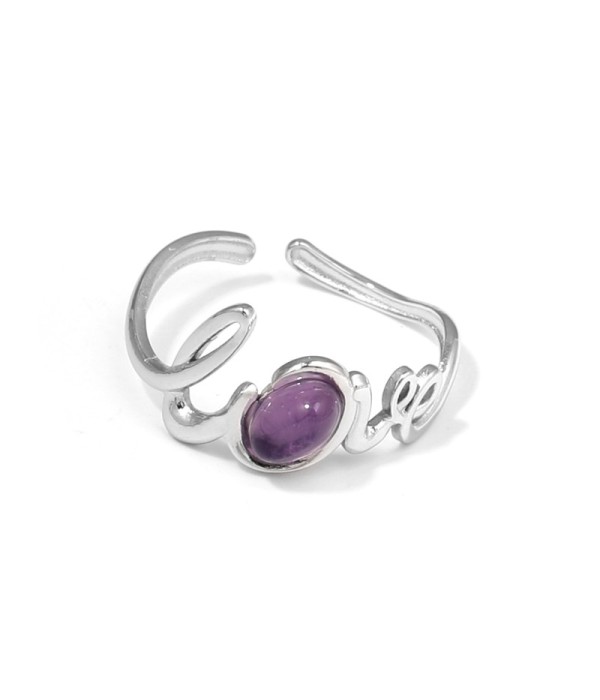 Anillo plateado con la palabra Love y piedra