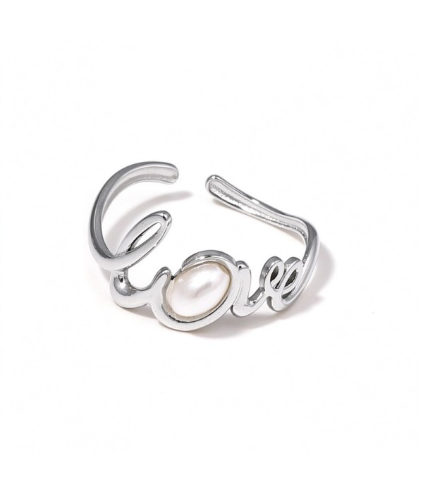 Anillo plateado con la palabra Love y piedra