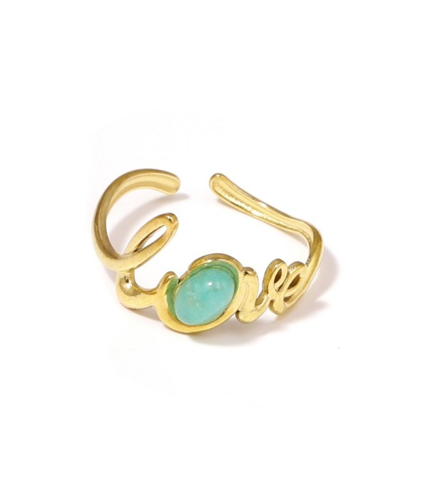 Anillo dorado con la palabra Love y piedra