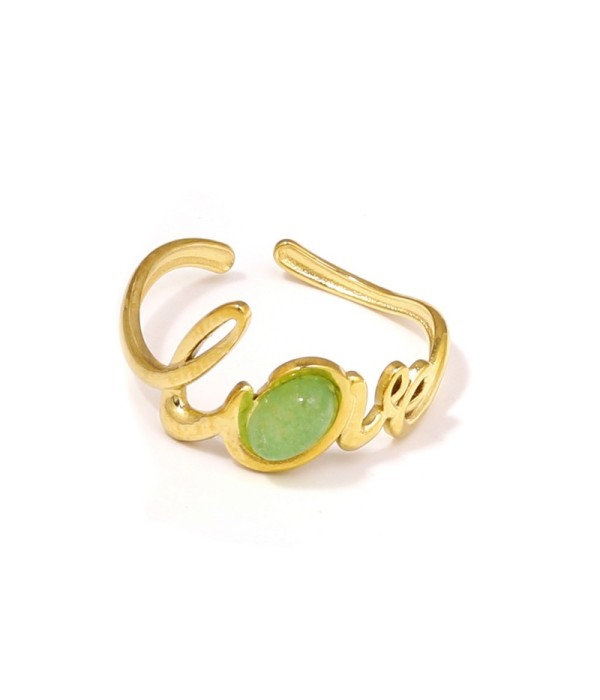 Anillo dorado con la palabra Love y piedra