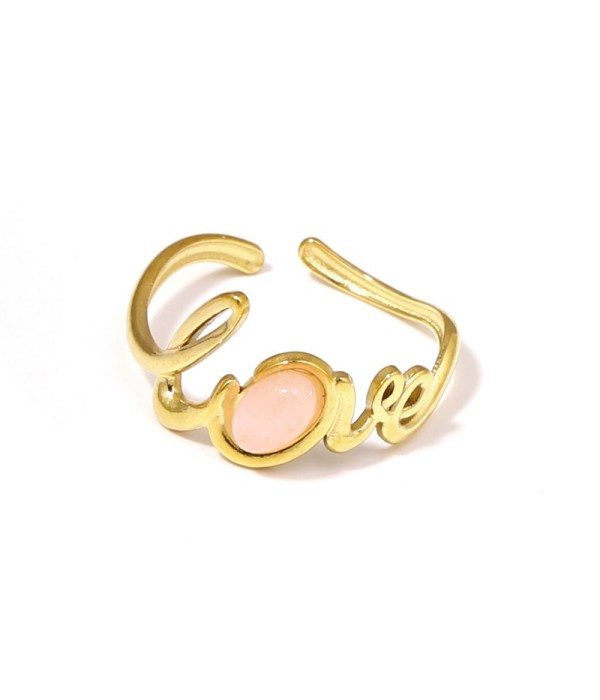 Anillo dorado con la palabra Love y piedra