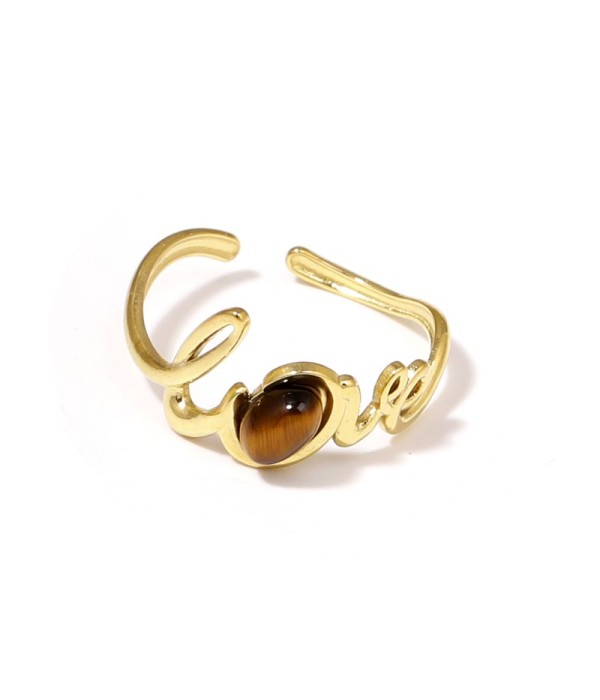Anillo dorado con la palabra Love y piedra