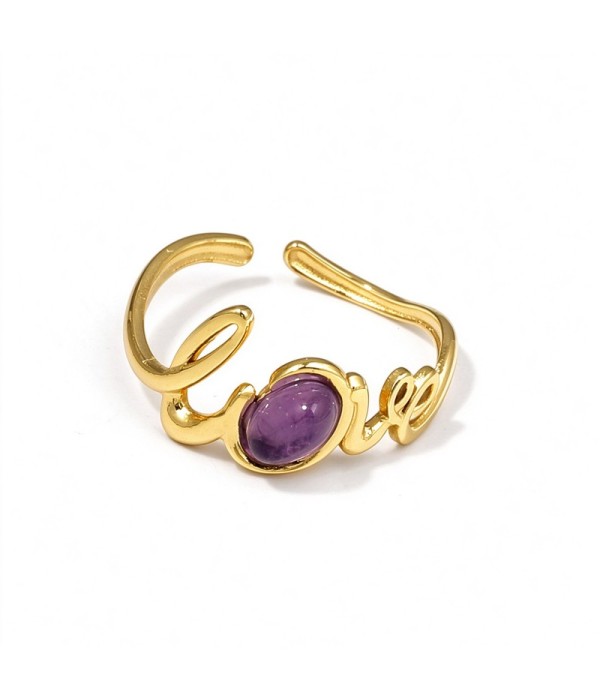 Anillo dorado con la palabra Love y piedra