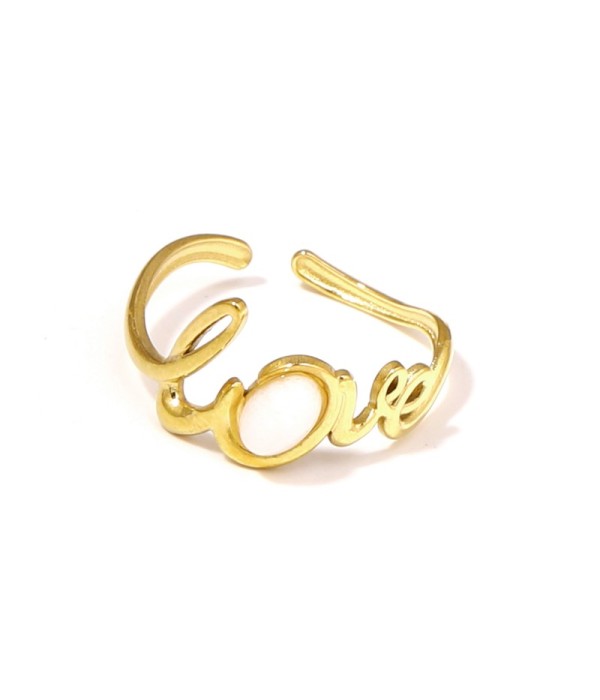Anillo dorado con la palabra Love y piedra