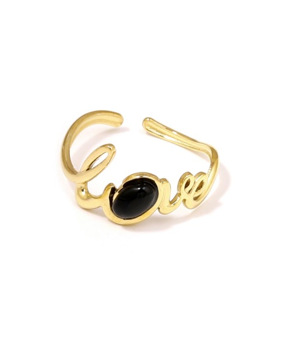 Anillo dorado con la palabra Love y piedra