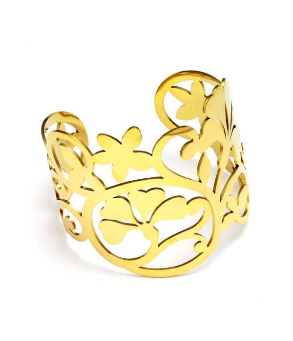 Brazalete ancho dorado de padrón floral