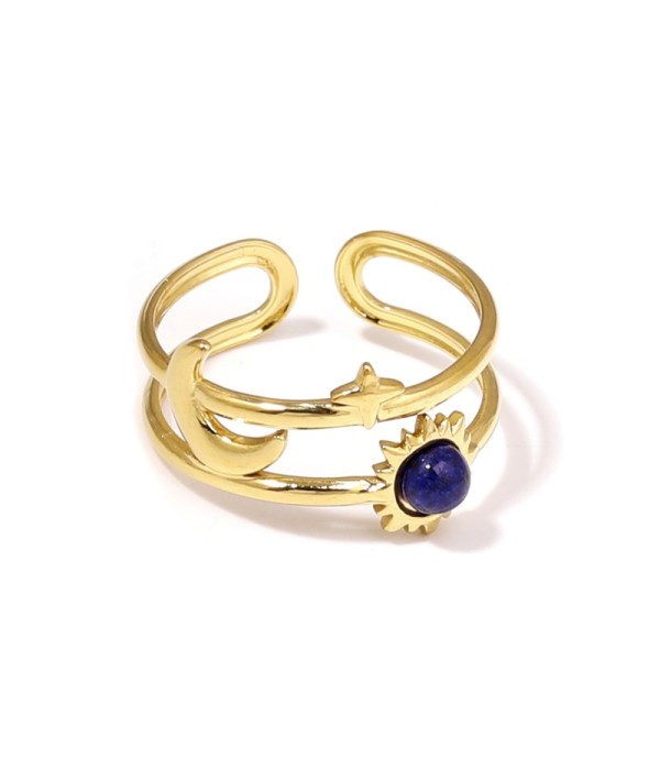 Anillo dorado de temática cósmica con piedra