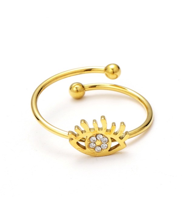 Anillo abierto de ojos con circonitas
