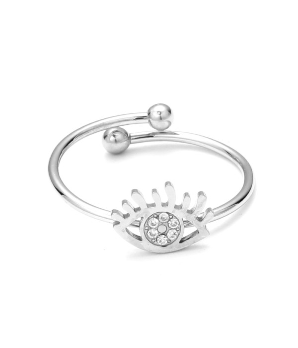 Anillo abierto de ojos con circonitas