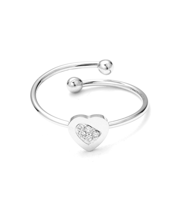 Anillo abierto de corazón con circonitas