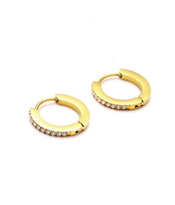 Pendientes de aro dorados con circonitas