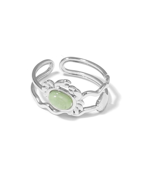 Anillo plateado con diseño de cangrejo, concha...