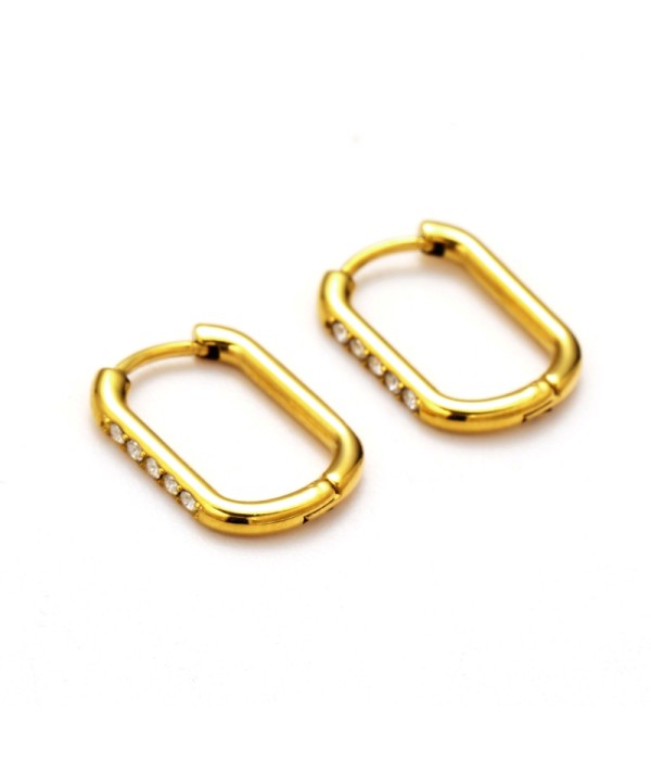 Pendientes de aro dorados con circonitas