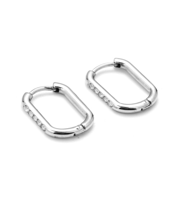 Pendientes de aro plateados con circonitas