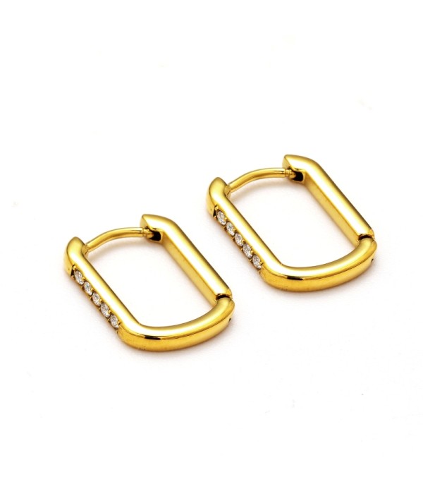 Pendientes de aro dorados pequeños con circonitas